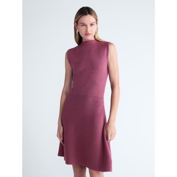 Scoop Women’s and Women's Sleeveless Mock Neck Mini Dress, Sizes XS-4X