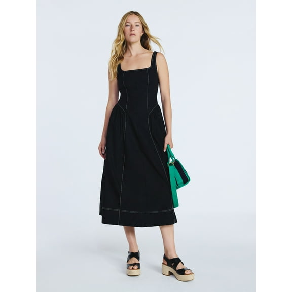 Free Assembly Women's and Women's Plus Sleeveless Cotton Panel Maxi Dress, Sizes XS- 4X