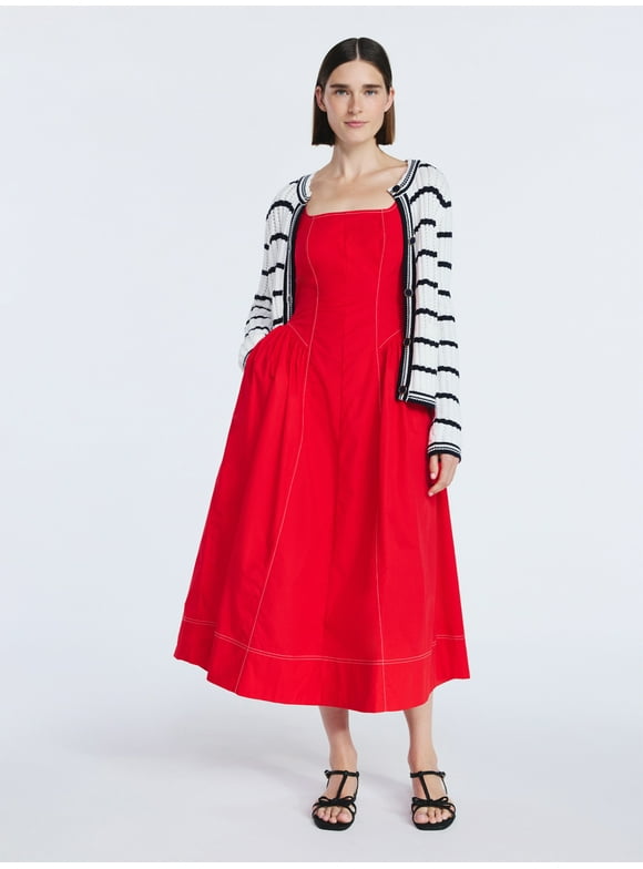 Women's and Women's Plus Sleeveless Cotton Panel Maxi Dress, Sizes XS- 4X