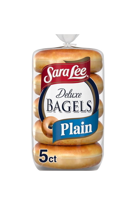 Deluxe Plain Bagels, 5 count, Kosher White Bagels, 15 oz Bag