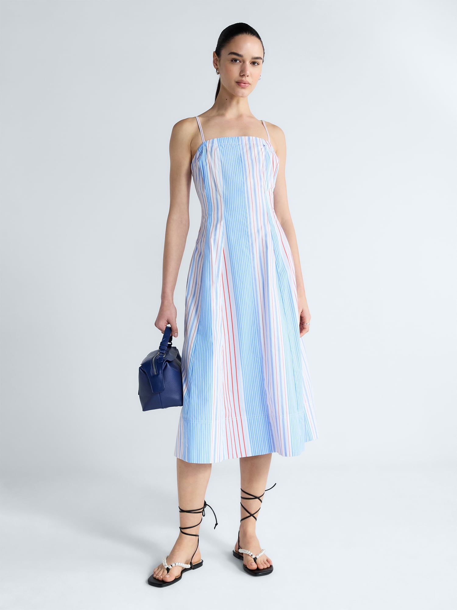 Free Assembly Women's and Women's Plus Sleeveless Cotton Panel Midi Dress, Sizes XS-4X