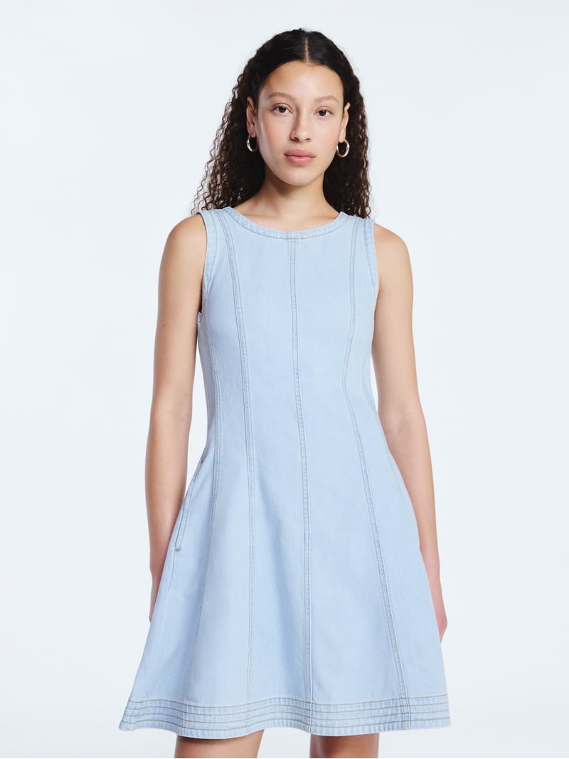 white christmas dresses MINKPINK Ellis Denim Panel Mini Dress main image 0