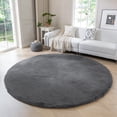 thumbnail image 1 of Sleep Zone Fluffy Round Shaggy Rug, Non Slip Soft Plush Carpet, Easy Clean Indoor Floor Mat, Dark Gray 4ft Round, 1 of 8