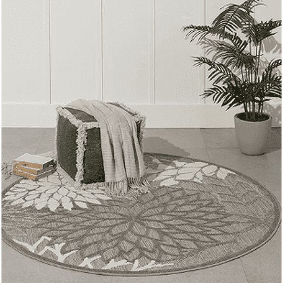 Sleep Zone 6' Round Solid Area Rug Gray