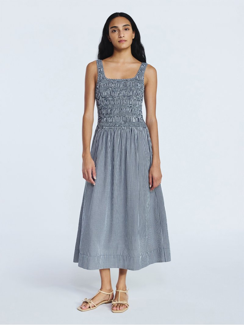 knee length dresses for ladies Polka Dot Organza Smocked Midi Dress main image 0