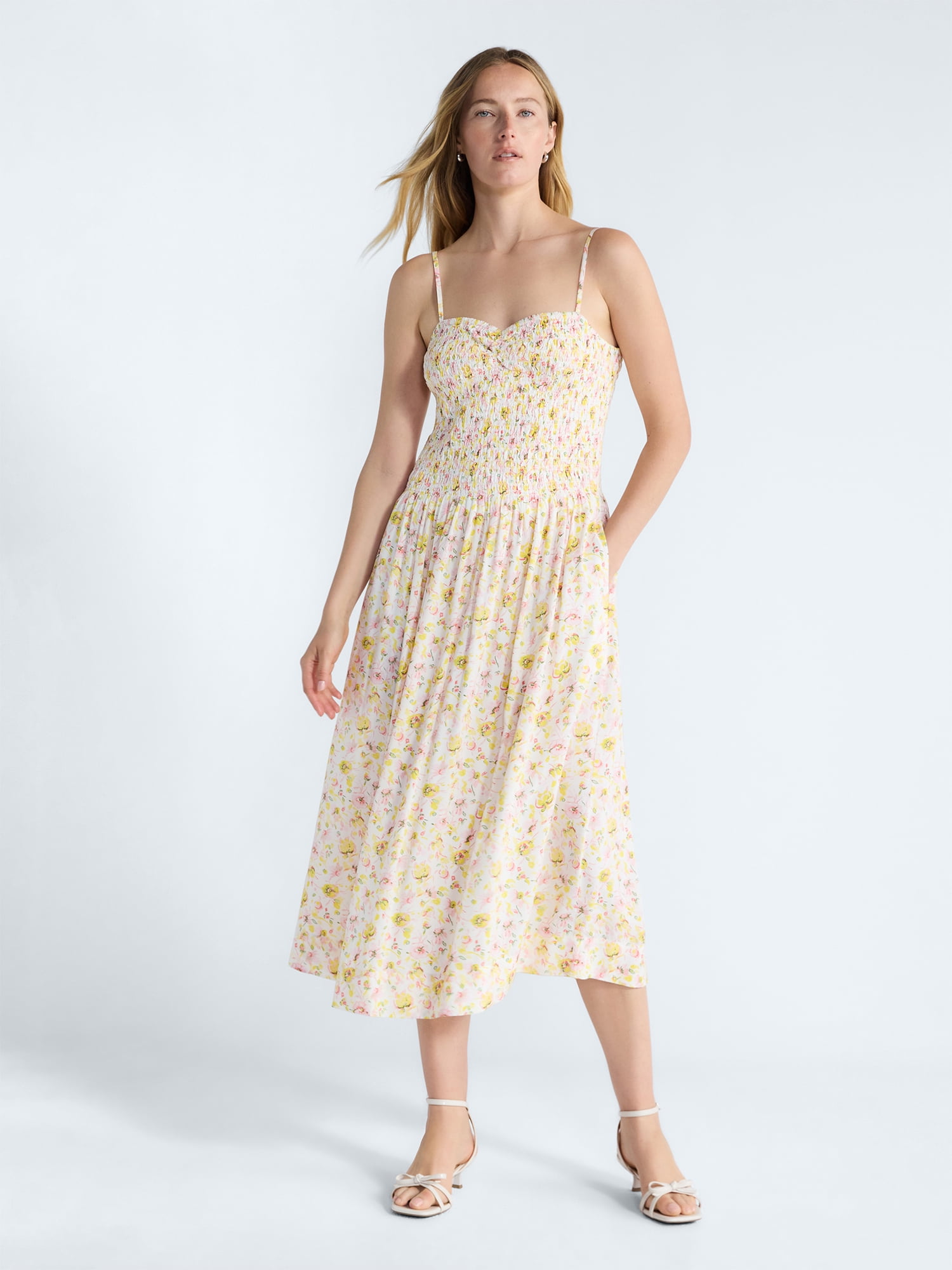 Free Assembly Women's and Women's Plus Sleeveless Smocked Maxi Dress, Sizes XS-4X