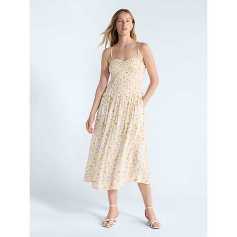 Women's and Women's Plus Sleeveless Smocked Maxi Dress, Sizes XS-4X