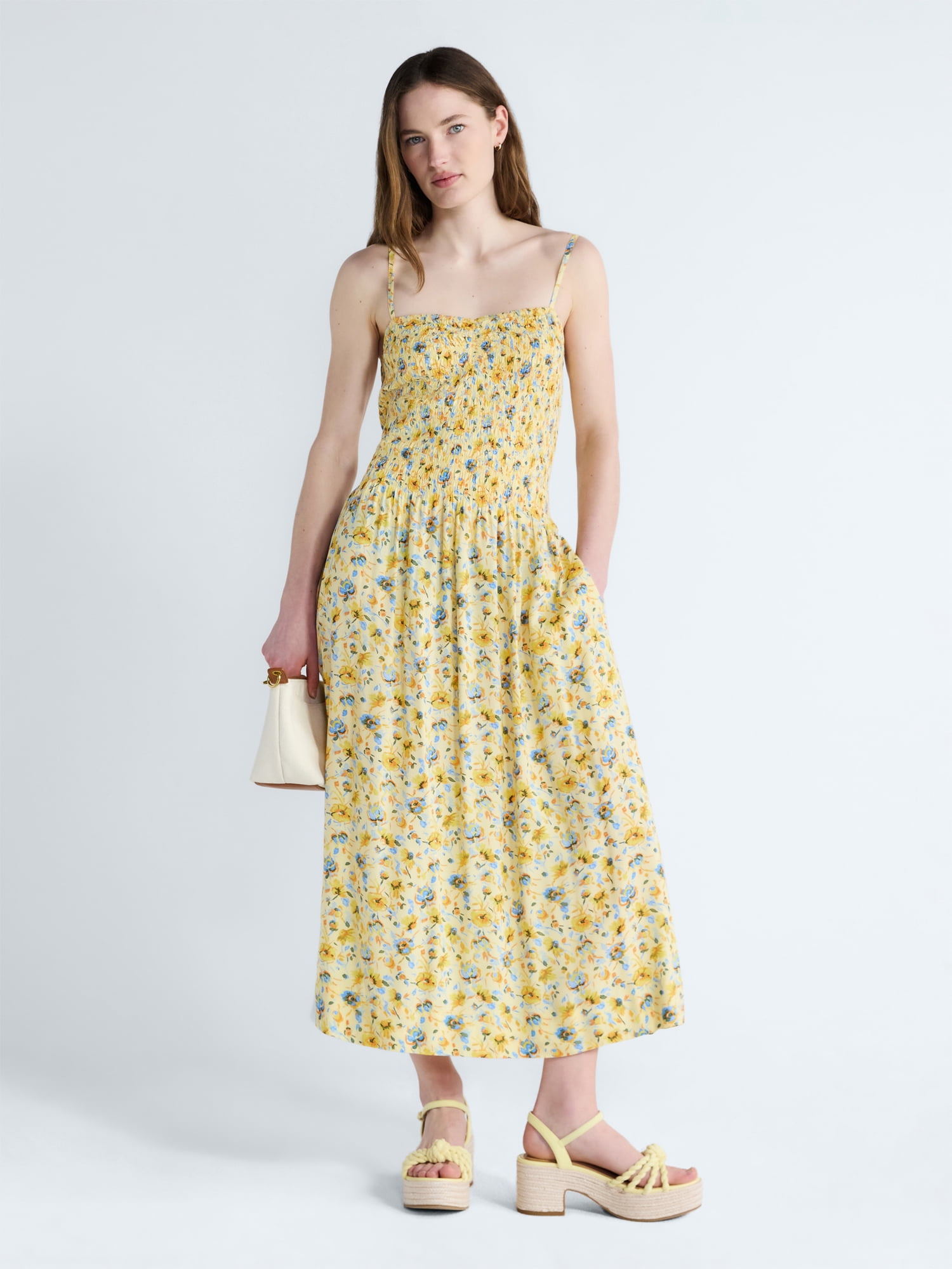 Free Assembly Women's and Women's Plus Sleeveless Smocked Maxi Dress, Sizes XS-4X