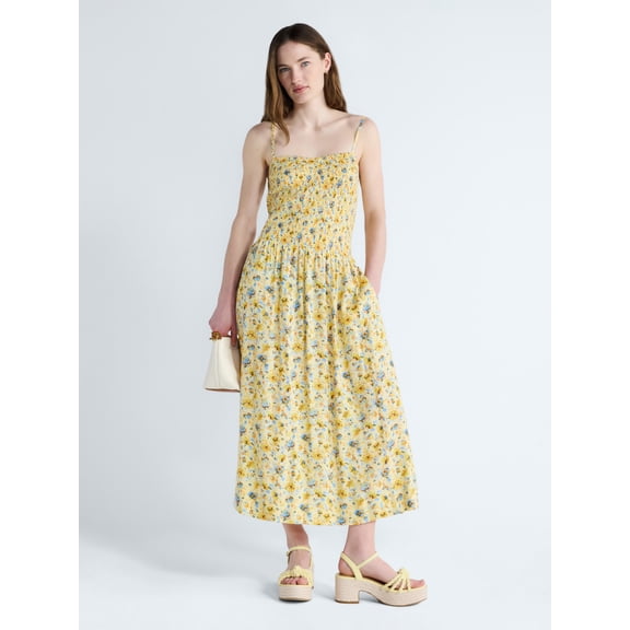 Free Assembly Women's and Women's Plus Sleeveless Smocked Maxi Dress, Sizes XS-4X