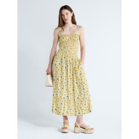 Women's and Women's Plus Sleeveless Smocked Maxi Dress, Sizes XS-4X