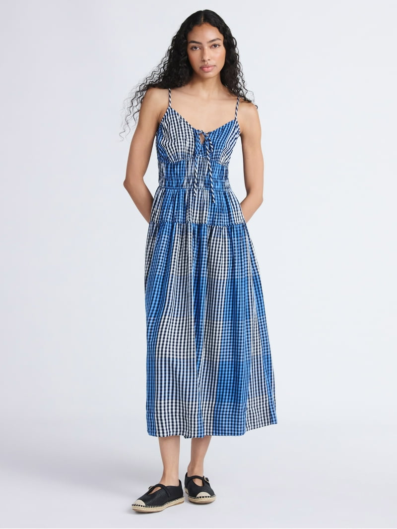 Free Assembly Women's and Women's Plus Smocked Cotton Maxi Dress, Sizes  XS-4X