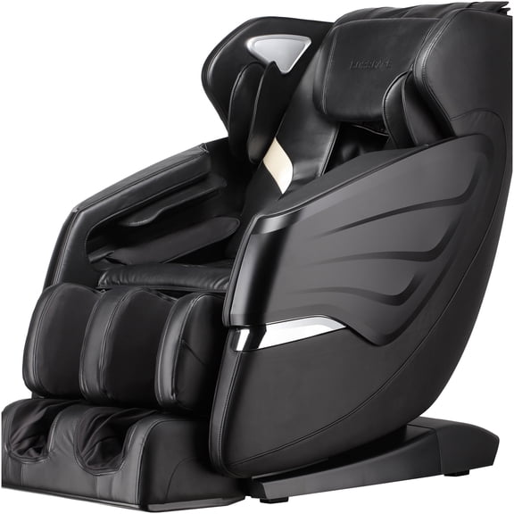 SL Track Full Body Massage Chair Recliner with Zero Gravity, Air Compression, Heat Therapy & Bluetooth Speaker, Black PU Leather