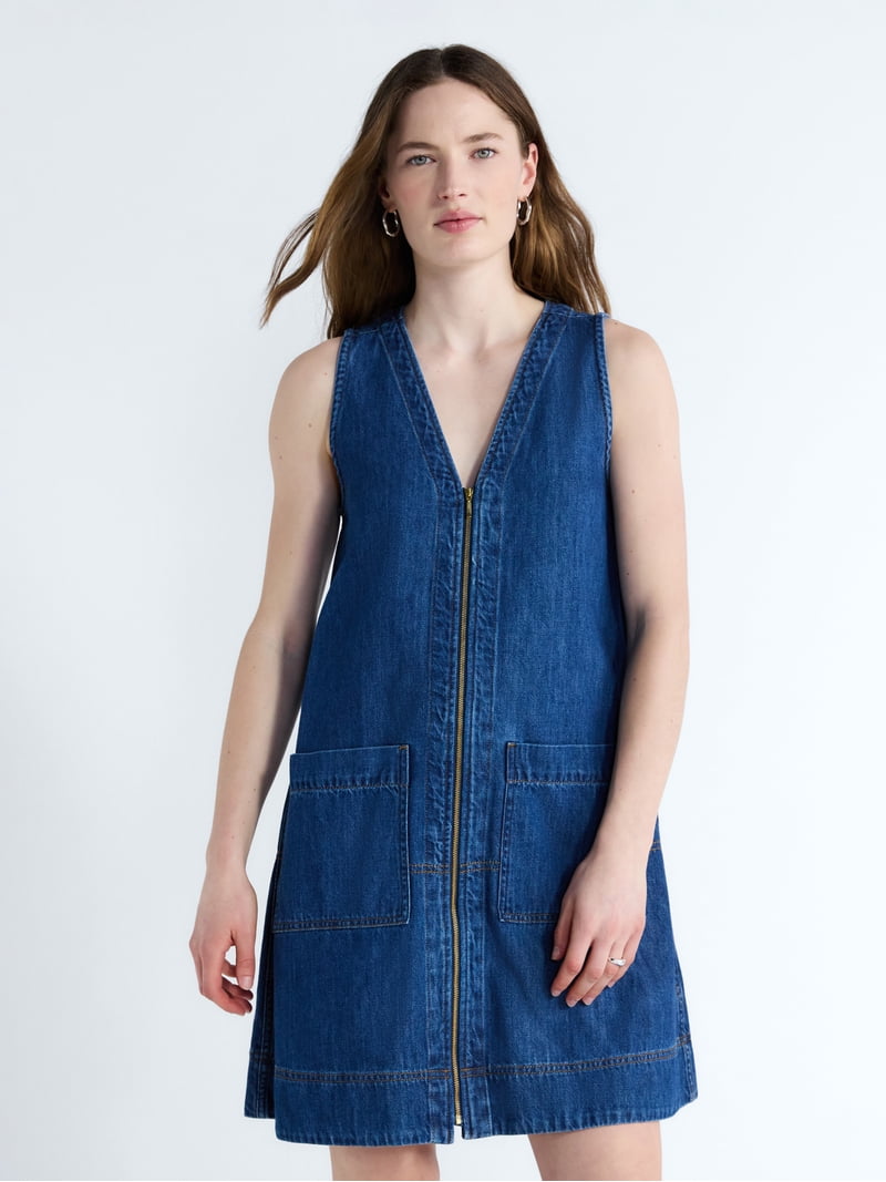 Free Assembly Women's and Women's Plus Sleeveless Denim A Line Mini Dress,  Sizes XS-4X