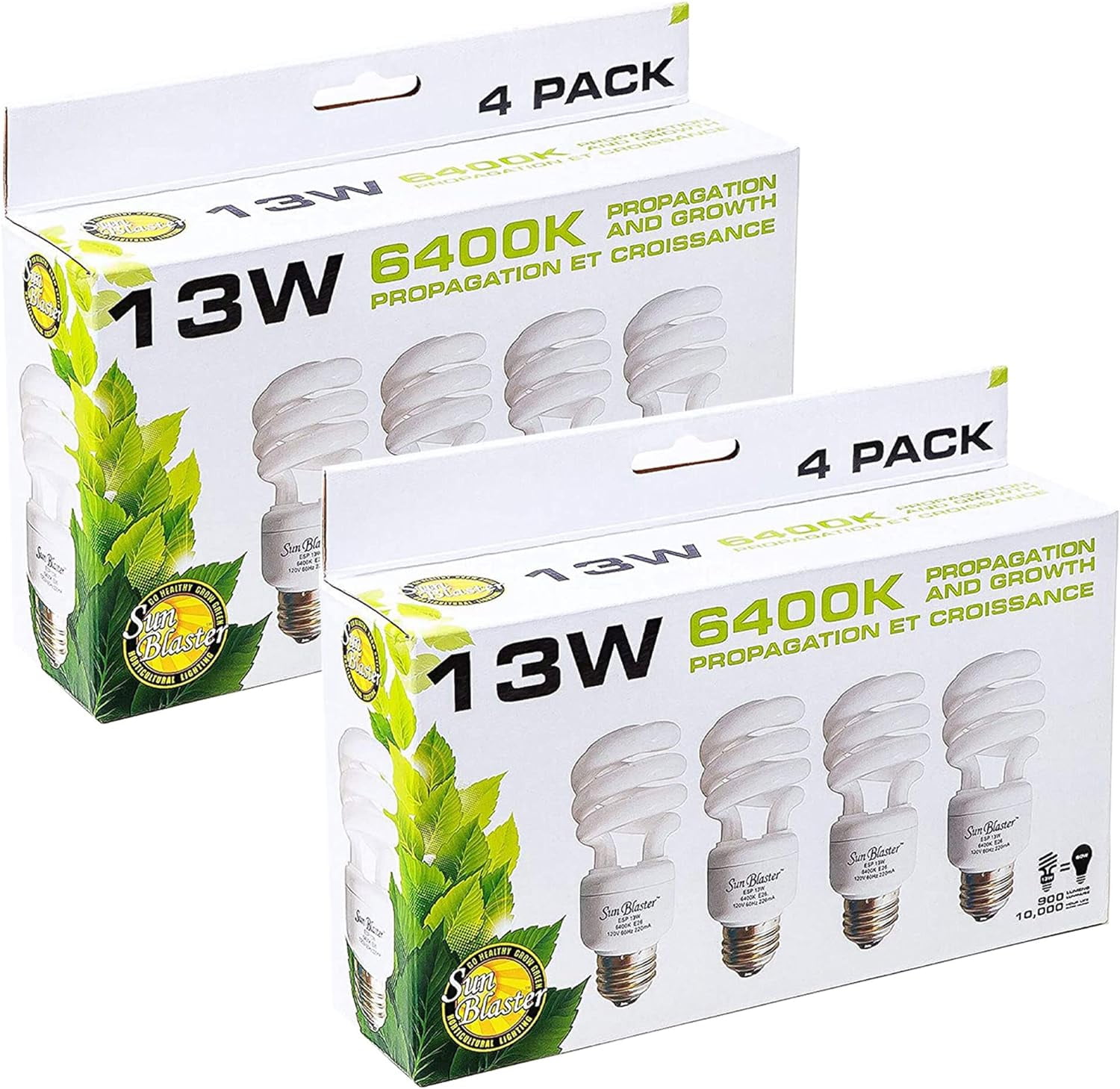 sl0900151 13 watt cfl compact fluorescent indoor plant grow selfballasted light bulb set (8