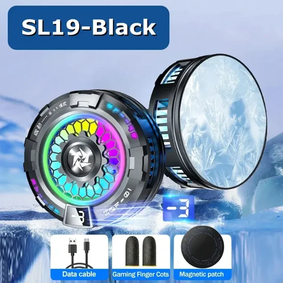 SL19 Mobile Phone Semiconductor Magnetic/ Back-clip 2 in 1 PUBG Game Cooler with Cool RGB Light for IOS Android Cooling Radiator