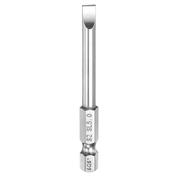 SL5 Slotted Screwdriver Bits 5mm Slotted Tip 1/4" Hex Shank 65mm (2.6") Long Magnetic Flat Head S2 Steel Screw Driver Drill Bits Industrial Power Tools