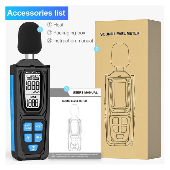 SL750 Sound Level Meter Digital Handheld-DB Meter Noise -Level Meter 30-130dB Decibels Mini Noise Sound Meter