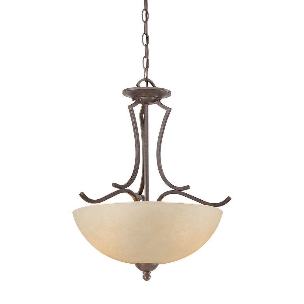 Triton Sable Bronze 18'' Frosted Glass Bowl Pendant Light
