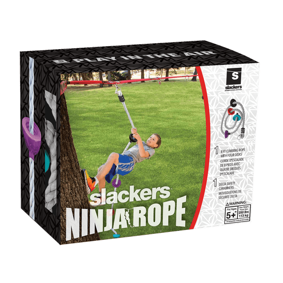 SLACKERS 7 ft Climbing Rope, PE with 4 Hand Holds for Ninjaline, Climbing