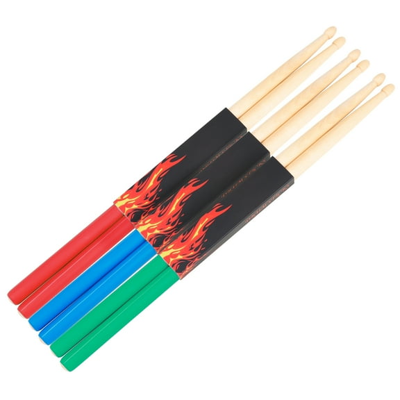 SLADE Drum Sticks,5A Drum Sticks Handle Musical Drum Musical Drum Set Drum Sticks Maple Sticks Maple Wood Pairs 5A Drum Rubber Handle Musical Tip Non-Slip Rubber Maple Wood Drumsticks 3 Pairs 5A