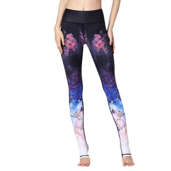 SLADYGLD Women High Waisted Tie-Dyed Gradient Printed Stirrup Leggings