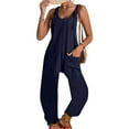 thumbnail image 1 of SLADYGLO Women Adjustable Lace Up Shoulder Front Pockets Loose Leg Jumpsuits, 1 of 3