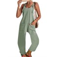 thumbnail image 1 of SLADYGLO Women Adjustable Lace Up Shoulder Front Pockets Loose Leg Jumpsuits, 1 of 3