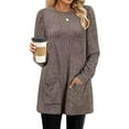 thumbnail image 1 of SLADYGLO Women Crew Neck Puff Long Sleeve Knitted Ribbed Sweatshirt With Pockets, 1 of 4