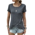 thumbnail image 1 of SLADYGLO Women Crew Neck Short Sleeve Ruffle Hem T-Shirt, 1 of 7