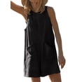 thumbnail image 1 of SLADYGLO Women Crew Neck Sleeveless Front Pockets Back Hollow Out Rompers, 1 of 6