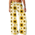 thumbnail image 1 of SLADYGLO Women Daisy Print Tie Waist Wide Leg Lounge Pants, 1 of 7