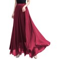 thumbnail image 1 of SLADYGLO Women Elastic High Waist Pleated Ruffle Hem Chiffon Maxi Skirt, 1 of 7