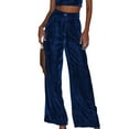 thumbnail image 1 of SLADYGLO Women Elastic High Waisted Button Up Wide Leg Velvet Pants, 1 of 4