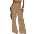 thumbnail image 1 of SLADYGLO Women Elastic High Waisted Button Up Wide Leg Velvet Pants, 1 of 4