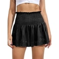 thumbnail image 1 of SLADYGLO Women Elastic Pleated Waist Ruffle Hem Sports Shorts, 1 of 7