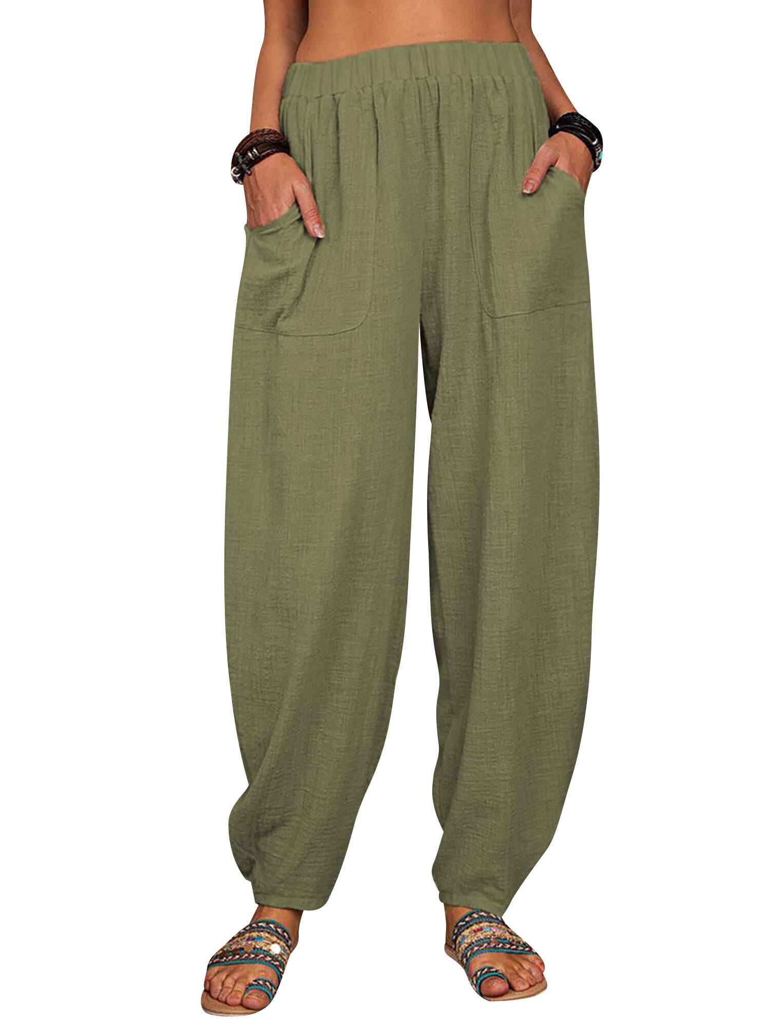Lacceti Weekender Wide Leg Cotton Linen Harem Denim Pants
