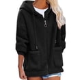 thumbnail image 1 of SLADYGLO Women Full Zip Sherpa Lined Front Pockets Drawstring Fuzzy Hoodie, 1 of 3