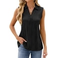 thumbnail image 1 of SLADYGLO Women Irregular Texture V Neck Sleeveless Front Pleated Tank Top, 1 of 7