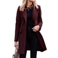 thumbnail image 1 of SLADYGLO Women Lapel Collar Single-breasted Long Sleeve Mid-length Blazer With Pockets, 1 of 3