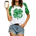 thumbnail image 1 of SLADYGLO Women Letters Shamrock Printed Crew Neck Raglan Short Sleeve T-Shirt, 1 of 7