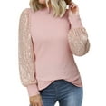 thumbnail image 1 of SLADYGLO Women Mock Neck Sequins Balloon Sleeve Ribbed Knit Tunic Sweater, 1 of 7
