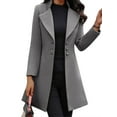 thumbnail image 1 of SLADYGLO Women Notched Collar Button Down Long Sleeve Mid-Length Coat, 1 of 3