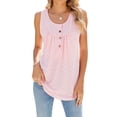 thumbnail image 1 of SLADYGLO Women Scoop Neck Buttons Decorative Sleeveless Cutout Tank Top, 1 of 7