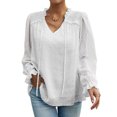 thumbnail image 1 of SLADYGLO Women Swiss Dots Drawstring Frill V Neck Ruffle Long Sleeve Chiffon Top, 1 of 7