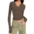thumbnail image 1 of SLADYGLO Women V Neck Long Sleeve Bodycon Undershirt, 1 of 4