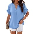 thumbnail image 1 of SLADYGLO Women V Neck Ruffle Sleeve Flowy Blouse, 1 of 7