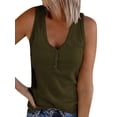 thumbnail image 1 of SLADYGLO Women V Neck Sleeveless Buttons Down Ribbed Tank Top, 1 of 2