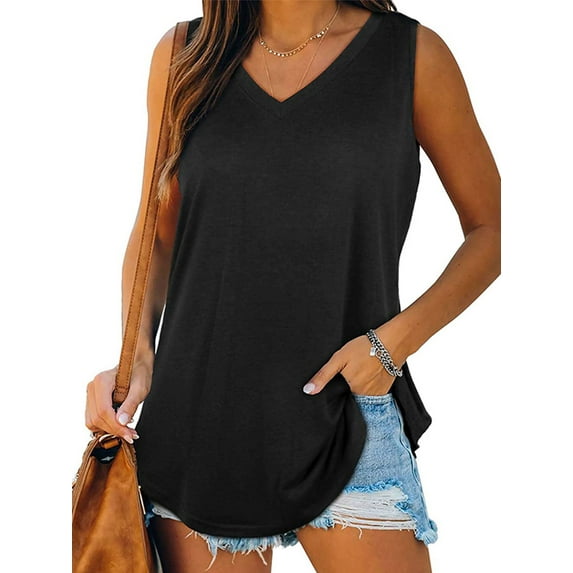 SLADYGLO Women's Flowy Sleeveless V-Neck Soft Tank Top