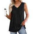 thumbnail image 1 of SLADYGLO Women's Heather Sleeveless V-Neck Top with Shoulder Detail, 1 of 5