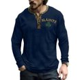 thumbnail image 1 of SLAINTE Men's Waffle Knit Button-Up Henley Shirt, Breathable Long Sleeve Casual Shirt for Streetwear and Outdoor Activities,Dark Blue,XL, 1 of 4